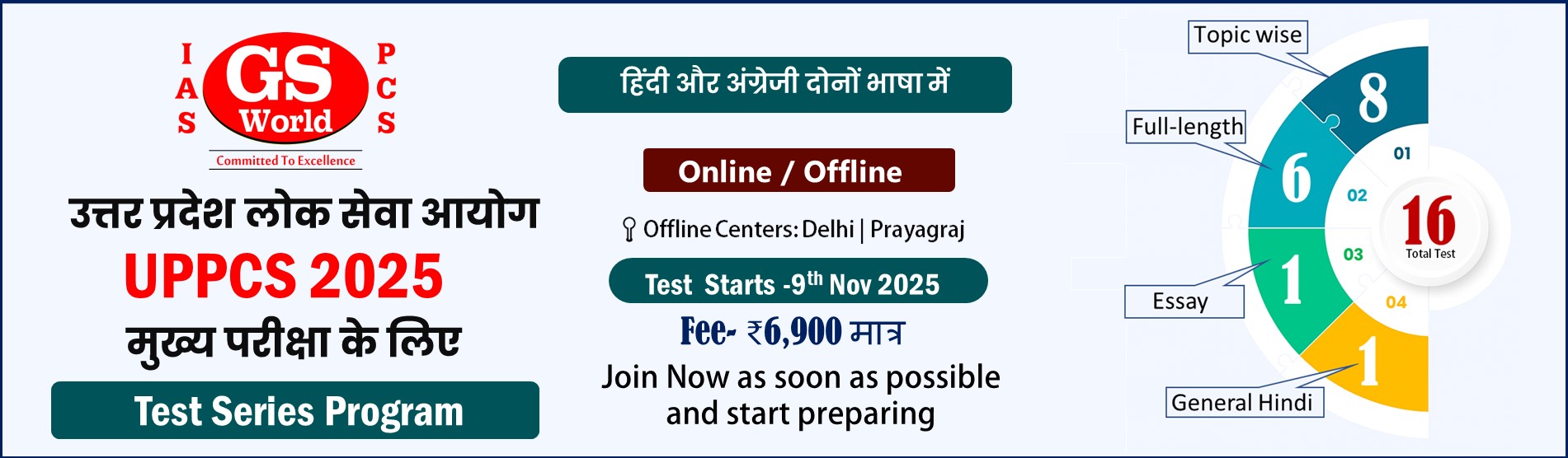 Gs World IAS Mains test Series 16 test uppcs mains 2025